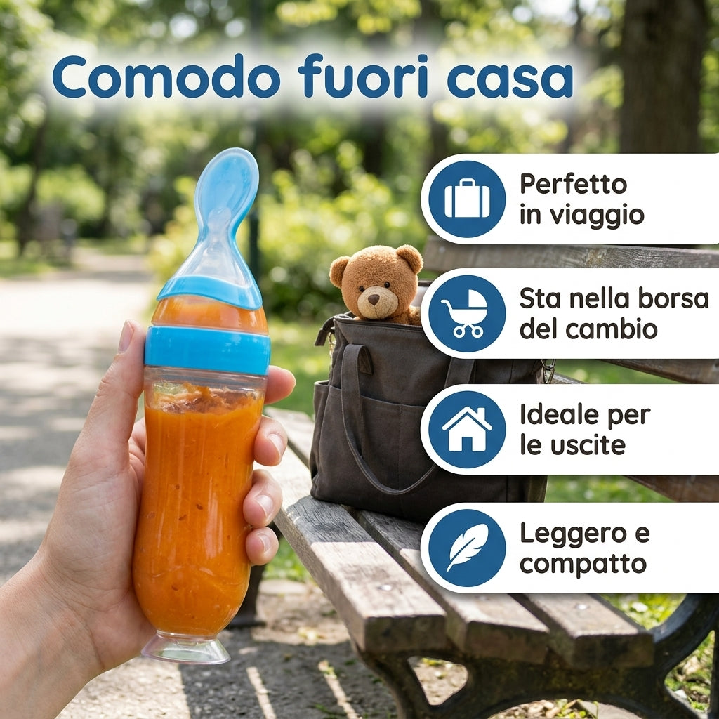 Cucchiaio a spremere per pappe senza pasticci