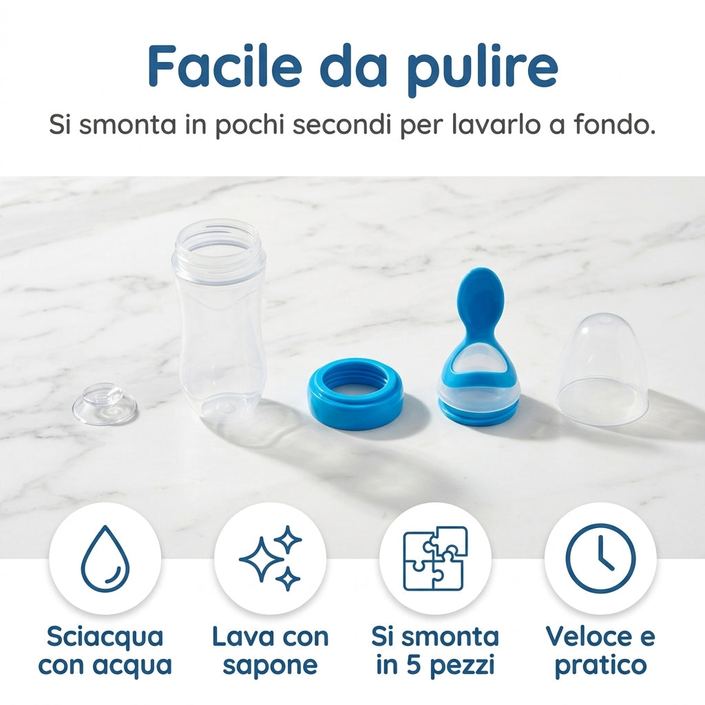 Cucchiaio a spremere per pappe senza pasticci