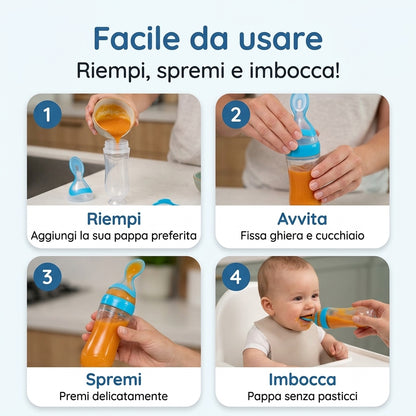 Cucchiaio a spremere per pappe senza pasticci